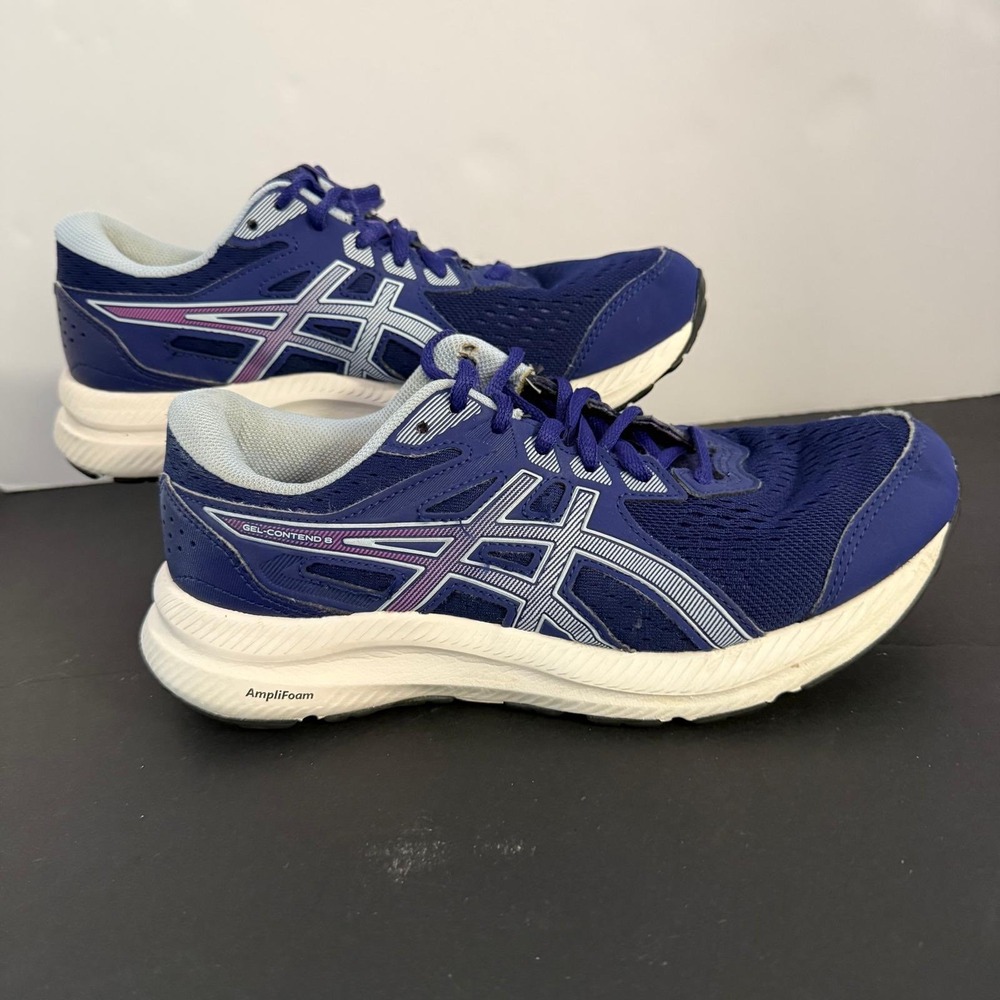 Asics Gel-Contend 8 Womens Running Shoes Blue Purple 1012B319 Wide Size 7.5